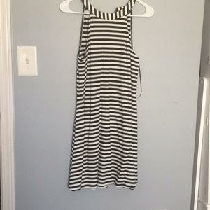 Black and white halter stripped dress